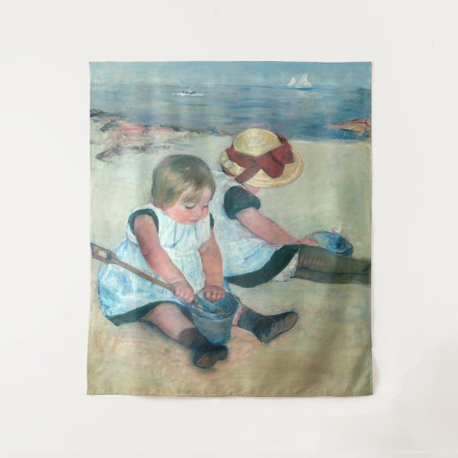 Tapete De Parede Mary Cassatt - Crianças Brincando na Praia (Frente)