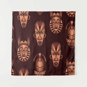 Tapete De Parede Máscaras étnicas africanas, fundo escuro