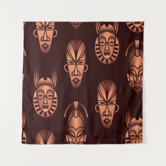 Tapete De Parede Máscaras étnicas africanas, fundo escuro