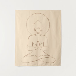 Tapete De Parede Meditation Black outline silhouette human.