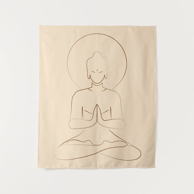 Tapete De Parede Meditation Black outline silhouette human. (Frente)