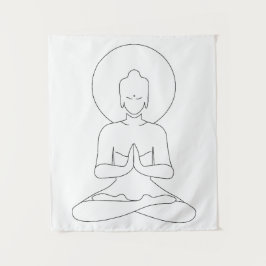 Tapete De Parede Meditation Black outline silhouette human.