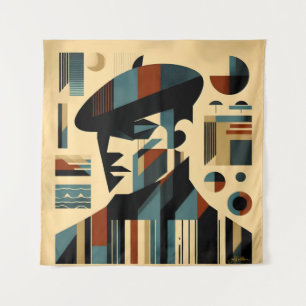 Tapete De Parede Meio século Modern Art Man Vestindo Beret