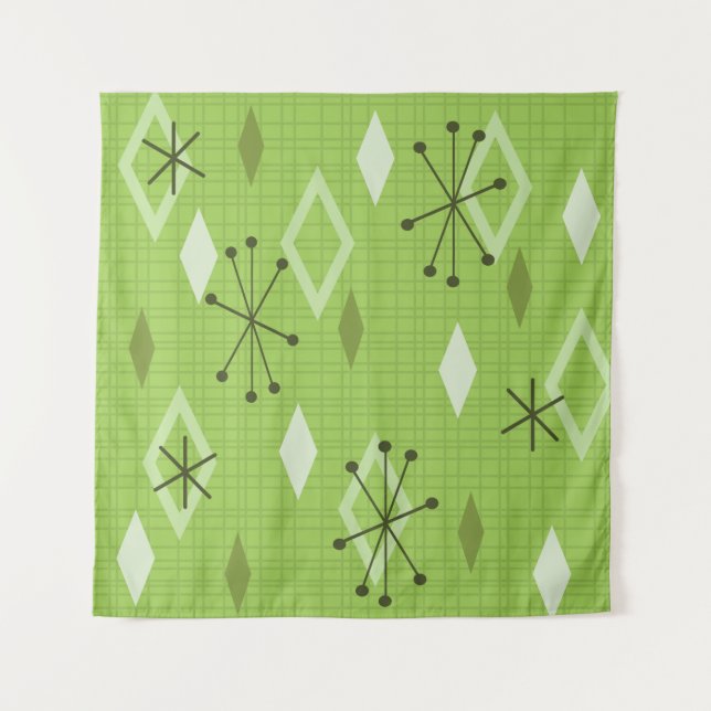 Tapete De Parede Meio século Moderno Diamantes Chartreuse (Frente)