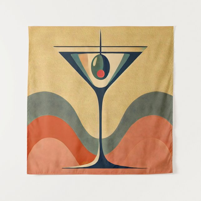 Tapete De Parede Meio século moderno "pimento azeitona martini wave (Frente)