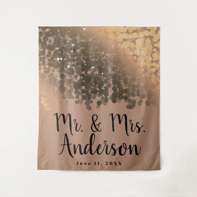 Tapete De Parede Mel Beige Champanhe Luzes Douradas de Brilho (Frente)