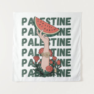 Tapete De Parede melancia, flores e texto palestino Repetir