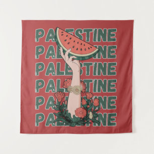 Tapete De Parede melancia, flores e texto palestino Repetir