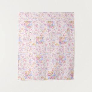 Tapete De Parede Melhor Mãe do Mundo Padrão Kawaii Pastel