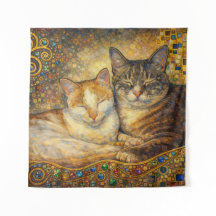 Melhores Amigos Gatos inspirados em Klimt