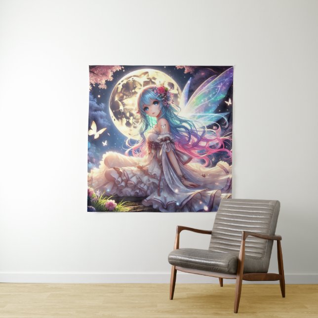 Tapete De Parede Menina Anime Princesa Fada da Lua no Jardim (In Situ)
