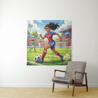 Tapete De Parede Menina de Desenho Animado Fofo Jogando Futebol