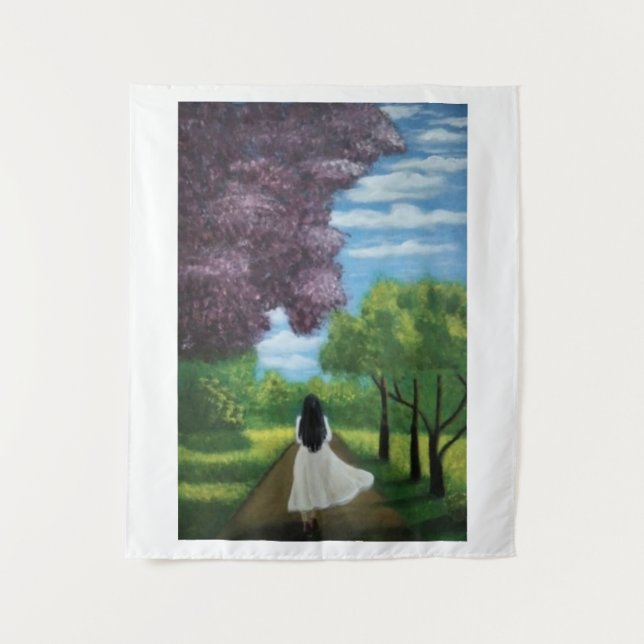 Tapete De Parede Menina de Vestido Branco (Frente)