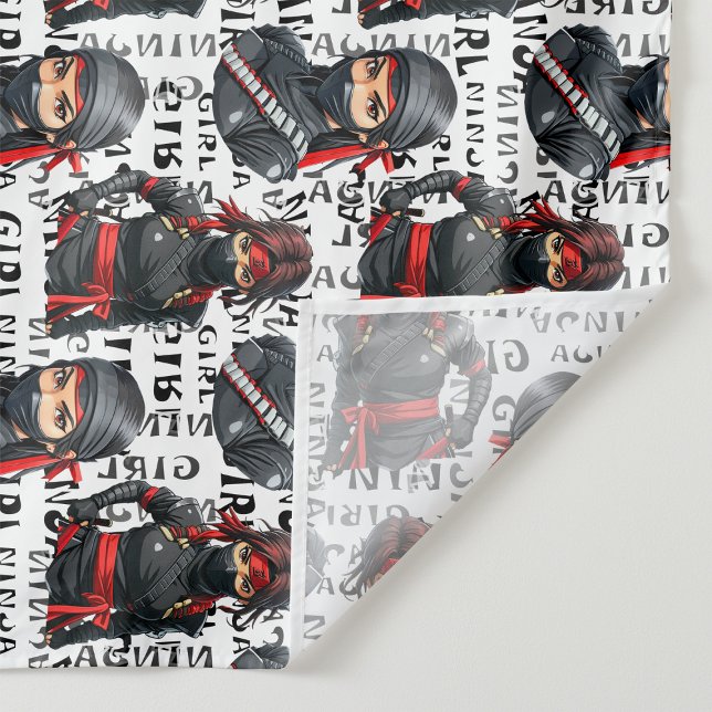 Tapete De Parede Meninas Ninja Anime com Design de Padrão de Texto (Criador carregado)