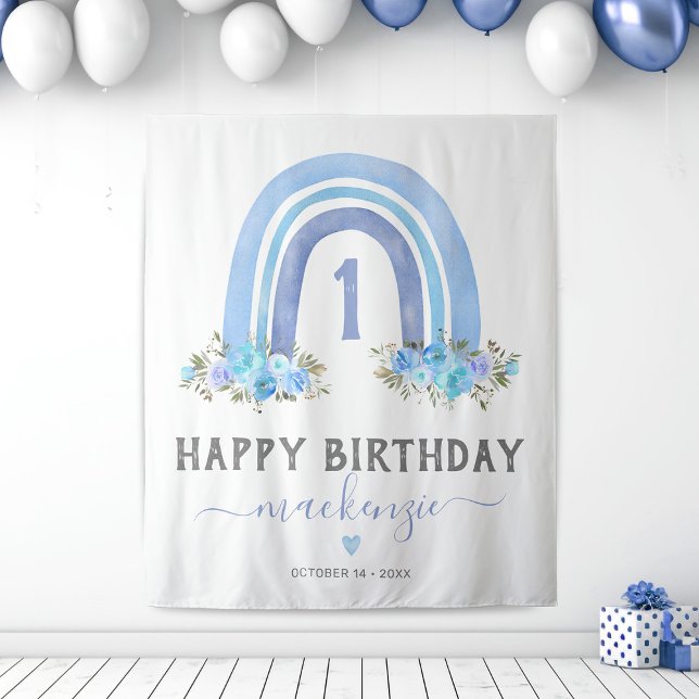 Tapete De Parede Menino Boho Arco-íris Primeiro Aniversário (Criador carregado)