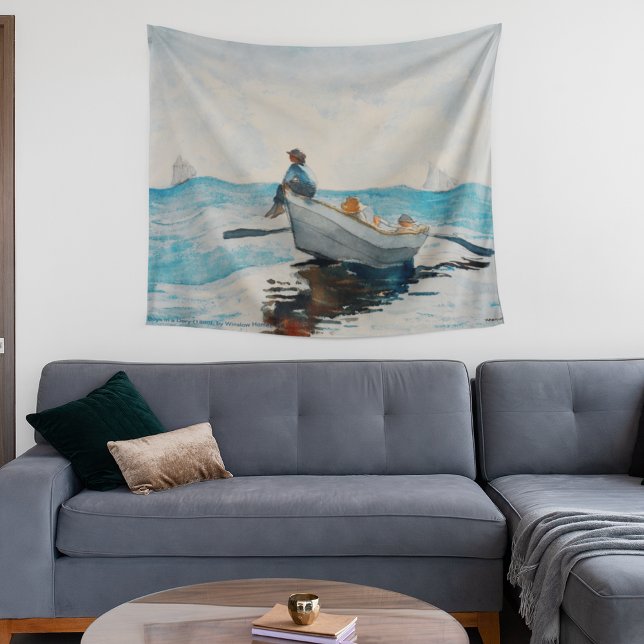 Tapete De Parede Meninos Em Uma Seca (1880) Por Winslow Homer (Boys In A Dory (1880) By Winslow Homer Tapestry)