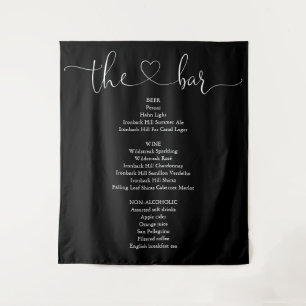Tapete De Parede Menu de Bar com Coração Preto e Branco em Script
