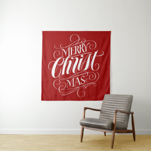 Tapete De Parede Merry CHRISTmas Caligrafia Religiosa Script Vermel