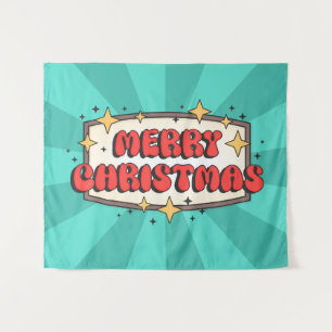 Tapete De Parede Merry christmas funky text, groovy retro cartoon