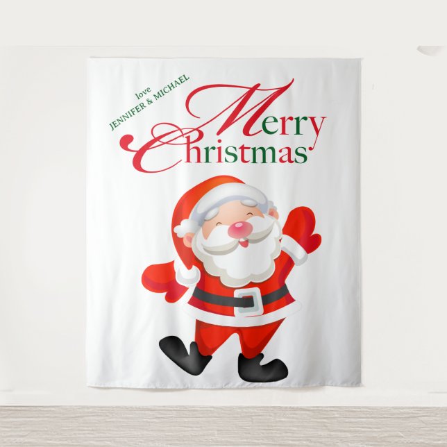 Tapete De Parede Merry Christmas Love Funny Santa Backdrop (Frente)