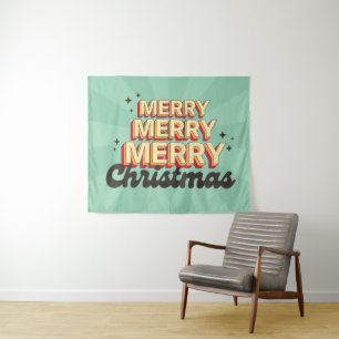 Tapete De Parede Merry Christmas retro groovy text sazonal