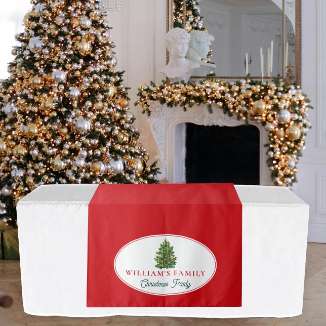 Tapete De Parede Mesa de Buffet da Festa de Natal Familiar (Family Christmas Dinner Party Table Sign Runner Tapestry)