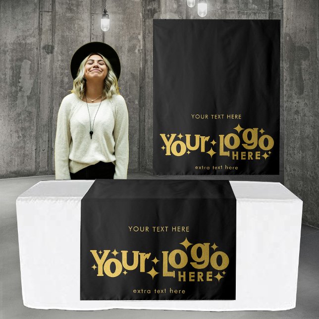 Tapete De Parede Mesa para cima Compra Banner de negócios Banner de (Pop Up Shop Table Runner Banner Business Logo Gold Tapestry)