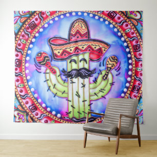 Tapete De Parede Mexicano Fiesta Cinco de Mayo Sombrero Hat Blue Re