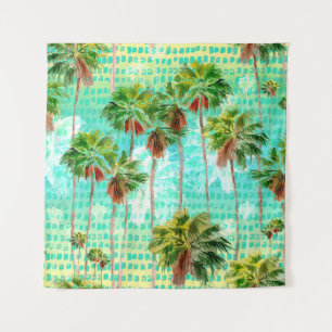 Tapete De Parede Miami Palms: Aquarela tropical sem costura
