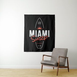 Tapete De Parede Miami Surf – Design de Surfboard Sunset Vintage da