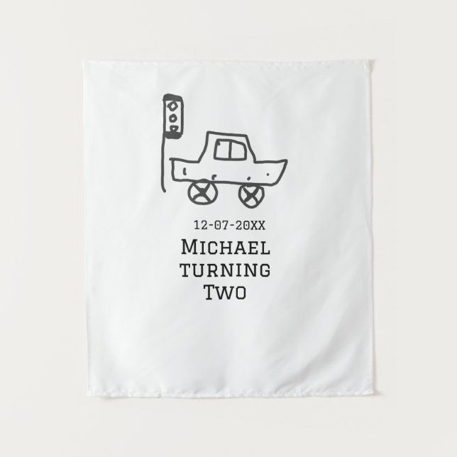 Tapete De Parede Michael turning two birthday toy car traffic light (Frente)