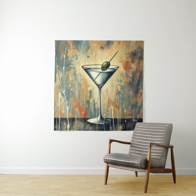 Tapete De Parede Mid Century Mixed Media Martini Art (In Situ)
