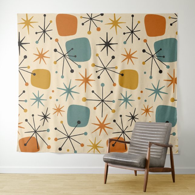 Tapete De Parede Mid Century Modern Starburst Pattern (In Situ (Horizontal))