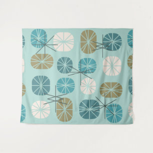 Tapete De Parede Midcentury Pattern Oblongs Aquamarine Gold