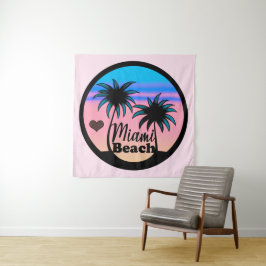 Tapete De Parede Minami Beach Blue e Pink Palm Trees