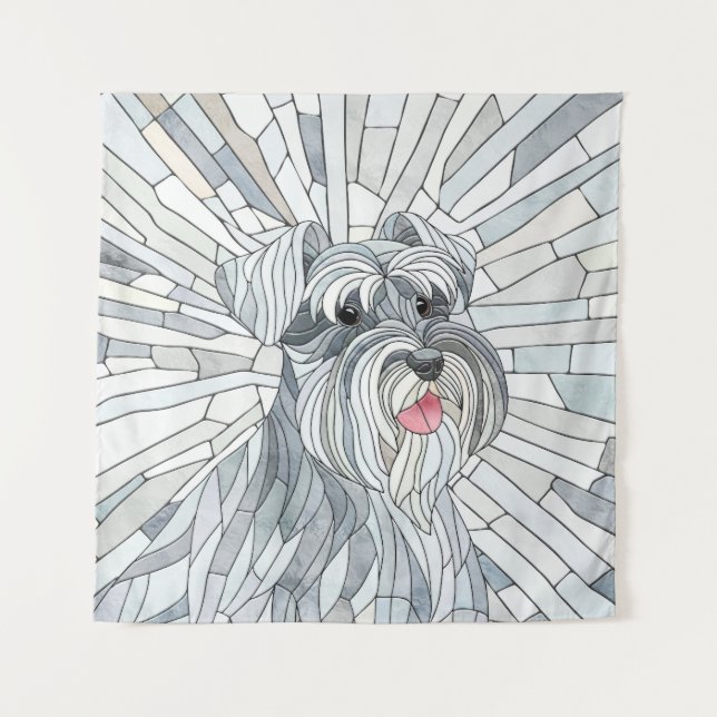 Tapete De Parede Miniatura Schnauzer - Arte do Mosaico (Frente)