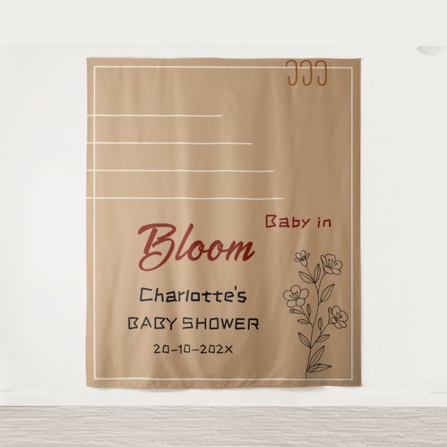 Tapete De Parede Minimalist Baby In Bloom Wildflower Baby Shower (Frente)