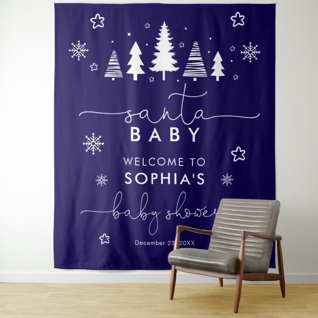 Tapete De Parede Minimalist Christmas Baby Shower (In Situ)
