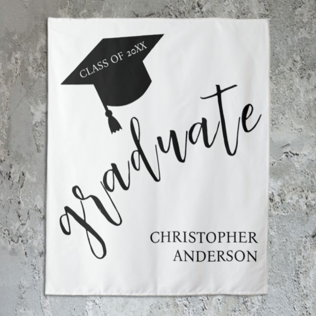 Tapete De Parede Minimalist Grad Cap Black & White Graduation (Criador carregado)
