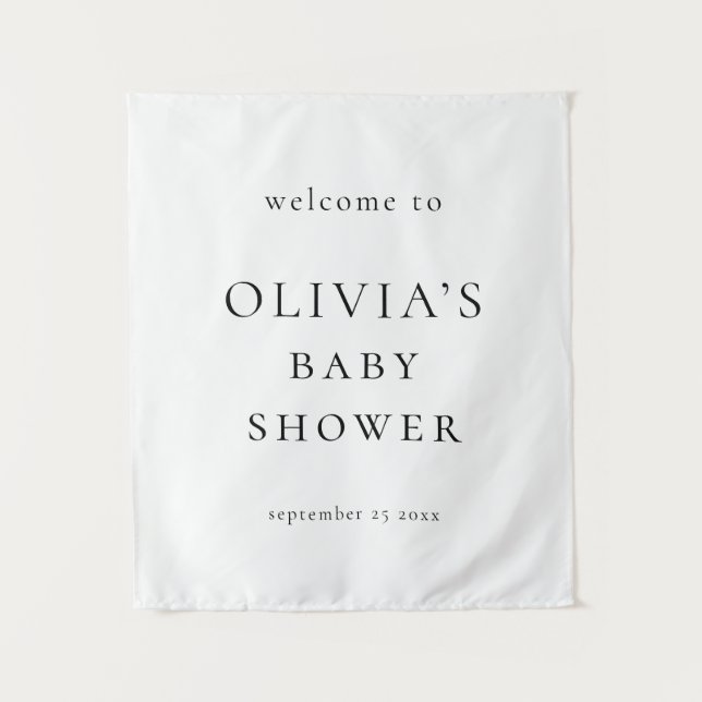Tapete De Parede Minimalist Welcome to Baby Shower Fabric Sign (Frente)