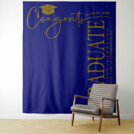 Tapete De Parede Minimalista Azul Real & Dourado Congrats Graduado