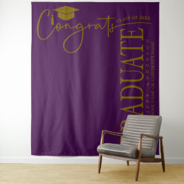 Tapete De Parede Minimalista Roxo e Dourado Congrats Graduado