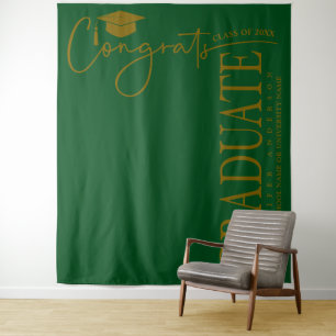 Tapete De Parede Minimalista Verde Esmeralda & Dourado Parabéns Gra