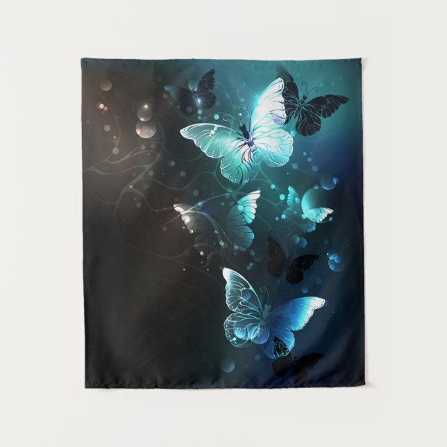 Tapete De Parede Mint Night Butterflies (Frente)