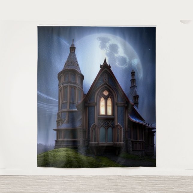 Tapete De Parede Misteriosa Casa Gótica em colina (Frente)