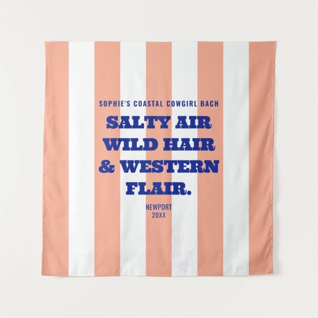 Tapete De Parede Moça Costeira Flair Pink Cabana Stripe (Frente)