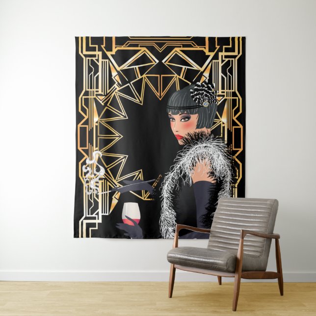 Tapete De Parede Moda retrô com copo de vinho  (In Situ)