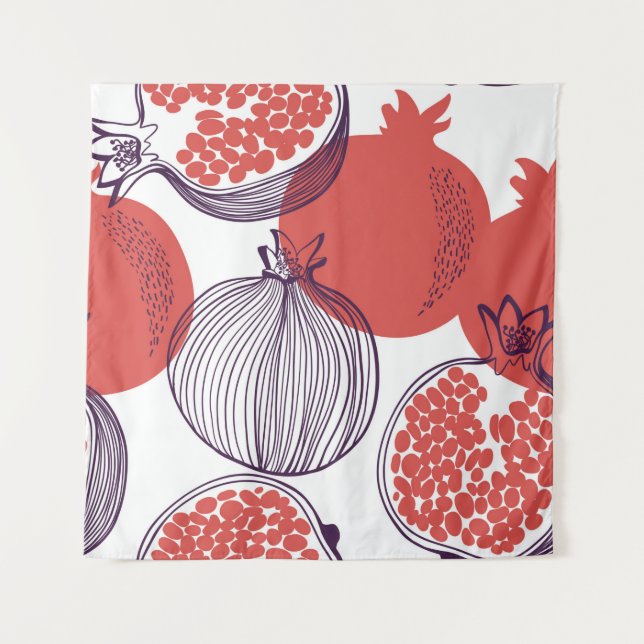 Tapete De Parede Moda sem costura de fruta de romã, hal (Frente)