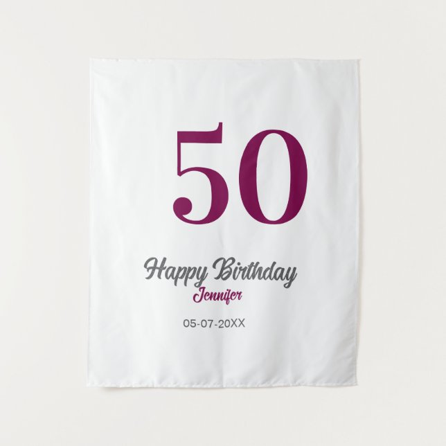 Tapete De Parede modelo de 50º aniversário adicionar nome data ano  (Frente)