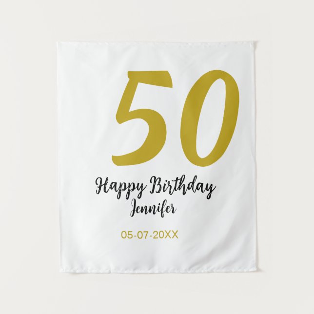 Tapete De Parede modelo de 50º aniversário adicionar nome data ano  (Frente)